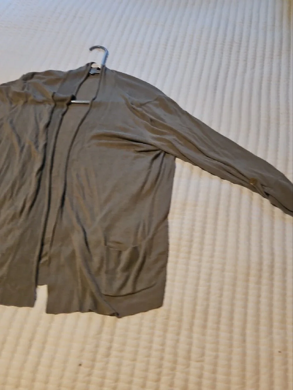 Chico's Open-Front Lightweight Cardigan - Olive Green